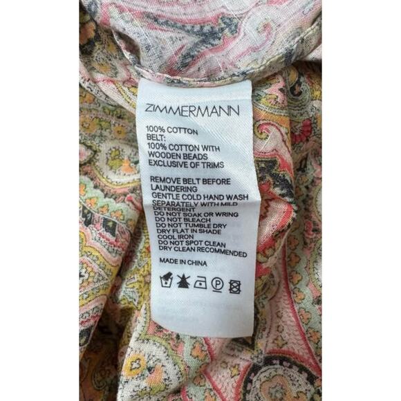 Zimmermann Freja Cut Out Dress crochet belt maxi dress ruched size Womens 2 - Picture 10 of 10